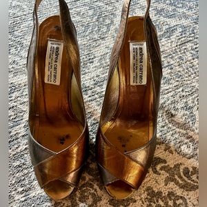 Andrea Carrano gold and silver metallic heels Sz 7